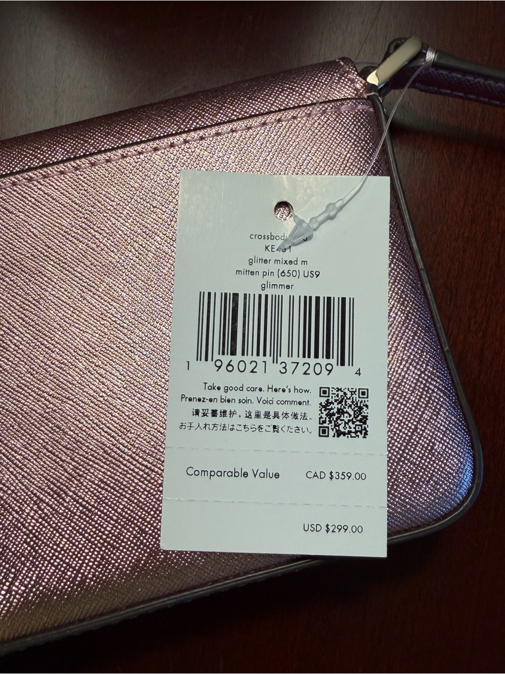 NWT Kate Spade Pink Glimmer Glitter Crossbody/Card Holder Duo - Picture 8 of 13